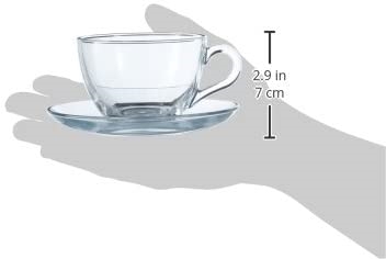 Pasabahce Vela II Glass Cappuccino Cup & Saucer - Set of 6